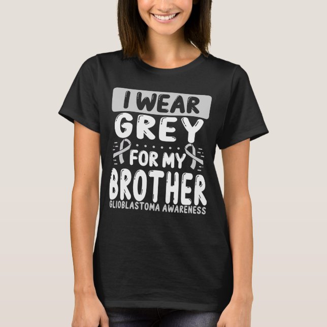 Brother Grey Ribbon Twin Glioblastoma Awareness T-Shirt (Front)