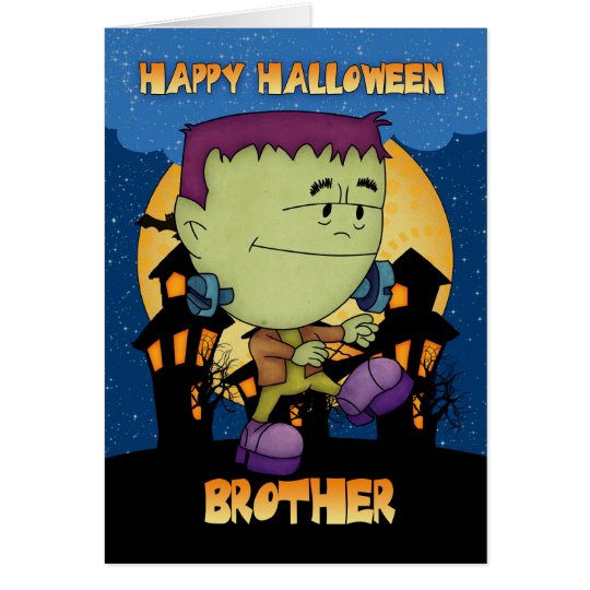brother halloween card with frankie stomping