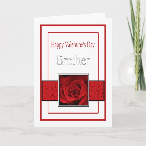 Brother Happy Valentines Day Roses Holiday Card