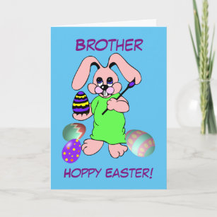 Brother / Hoppy Easter  Easter Bunny Coloring Eggs Holiday Card