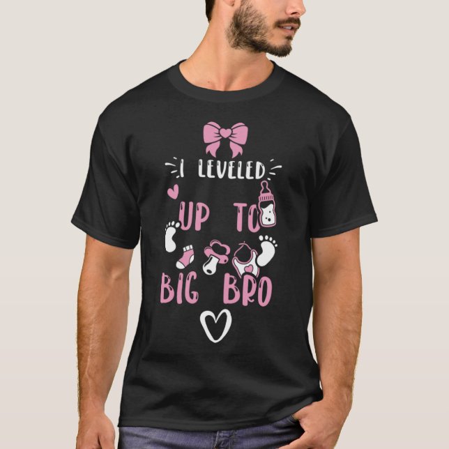 Brother I Leveled Up To Big Bro  Baby Girl Sayings T-Shirt (Front)