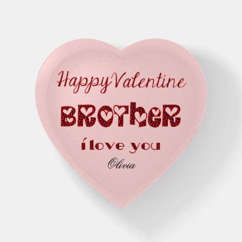 Brother I Love You Cute Cupid Typography Valentine Paperweight