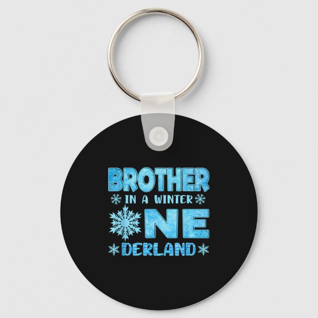 Brother In A Winter Onederland Bday Girl Sweet Sno Keychain (Front)