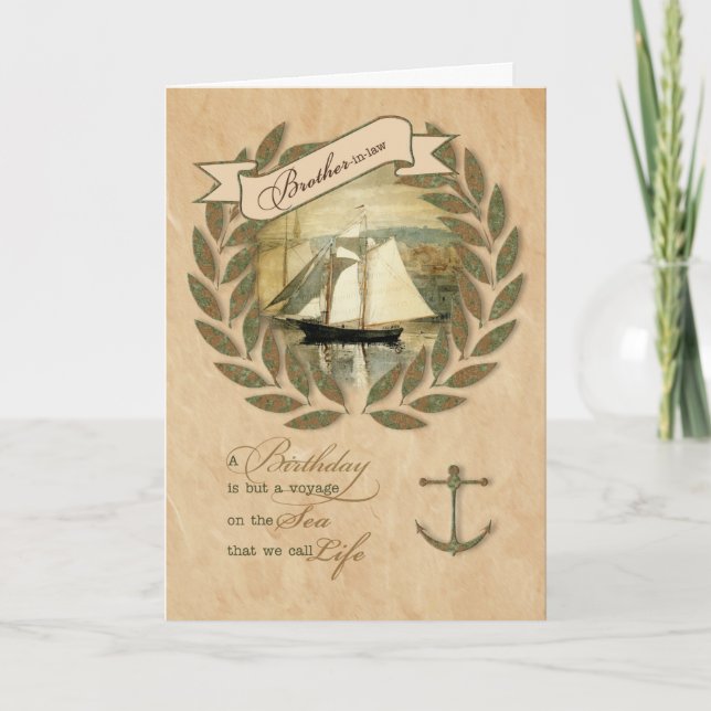 Brother in law Birthday Sailing Nautical Theme Card (Front)