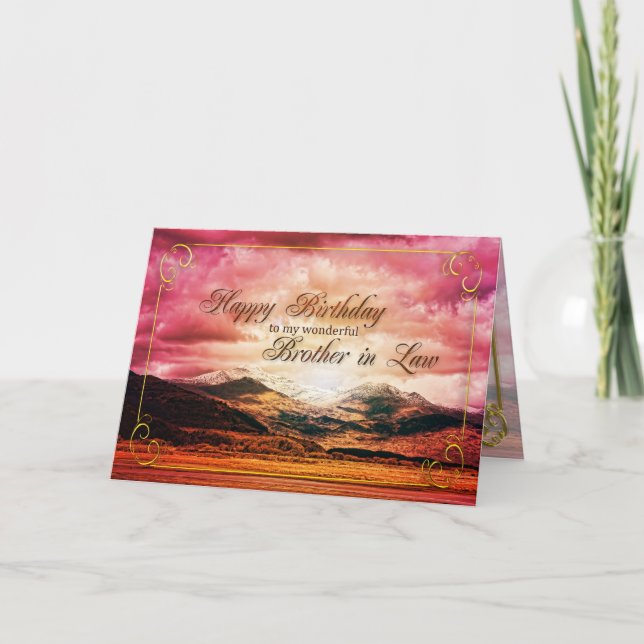 Brother-in-law birthday, Sunset over the mountains Card (Front)