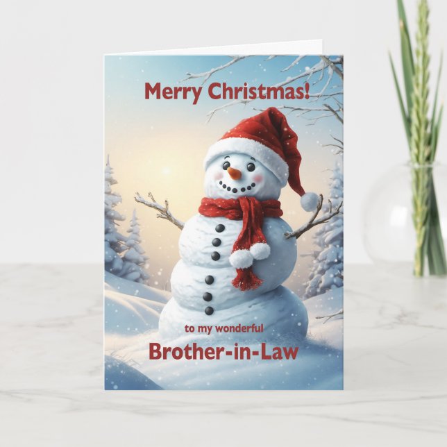 Brother in Law Christmas Snowman  Holiday Card (Front)