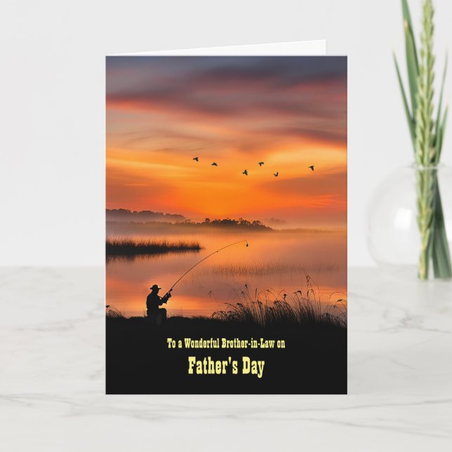 Brother in Law Happy Fathers Day Fishing at Sunset Card (Front)