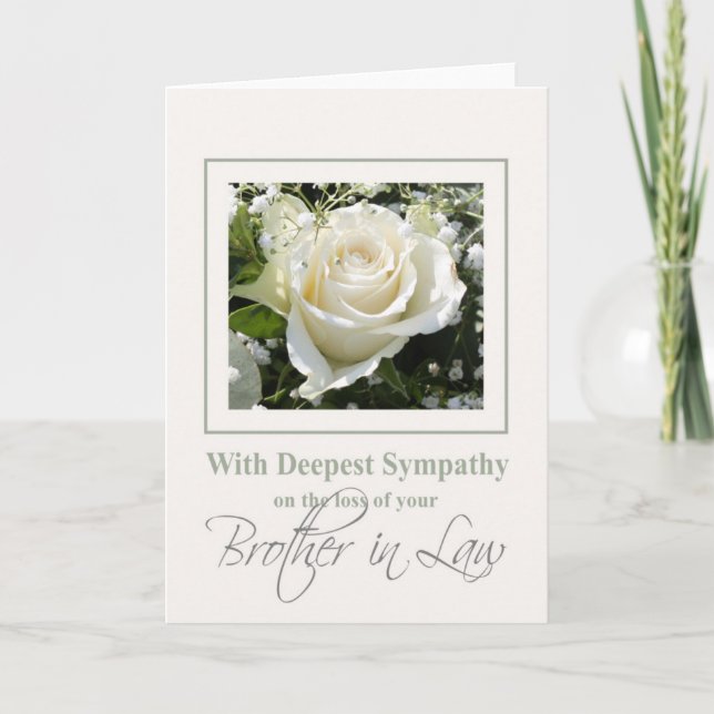 Brother in law loss Sympathy rose card (Front)