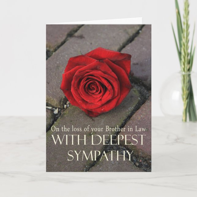 Brother in law loss Sympathy rose card (Front)