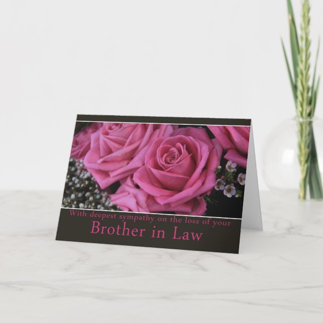 Brother in law loss Sympathy rose card (Front)
