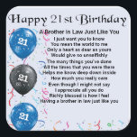 Brother in Law Poem 21st Birthday Square Sticker<br><div class="desc">A great gift for a brother in law on his 21st birthday</div>