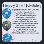 Brother in Law Poem 21st Birthday Square Sticker<br><div class="desc">A great gift for a brother in law on his 21st birthday</div>