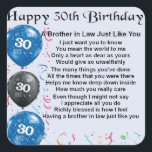 Brother in Law Poem 30th Birthday Square Sticker<br><div class="desc">A great gift for a brother in law on his 30th birthday</div>