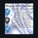 Brother in Law Poem 60th Birthday Notepad<br><div class="desc">A great gift for a brother in law on his 60th birthday</div>