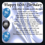 Brother in Law Poem 60th Birthday Square Sticker<br><div class="desc">A great gift for a brother in law on his 60th birthday</div>