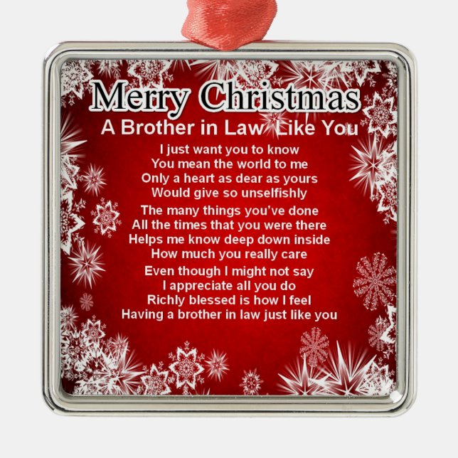 Brother in Law Poem - Christmas Design Metal Ornament (Front)