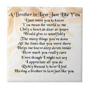 Brother In Law Poem - Cream Tile by Lastminutehero at Zazzle