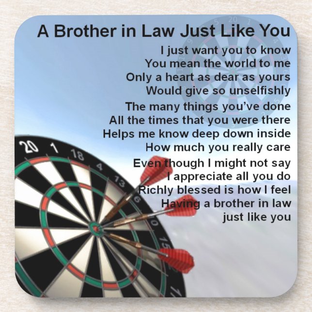 Brother in Law Poem - Darts Design Drink Coaster (Front)