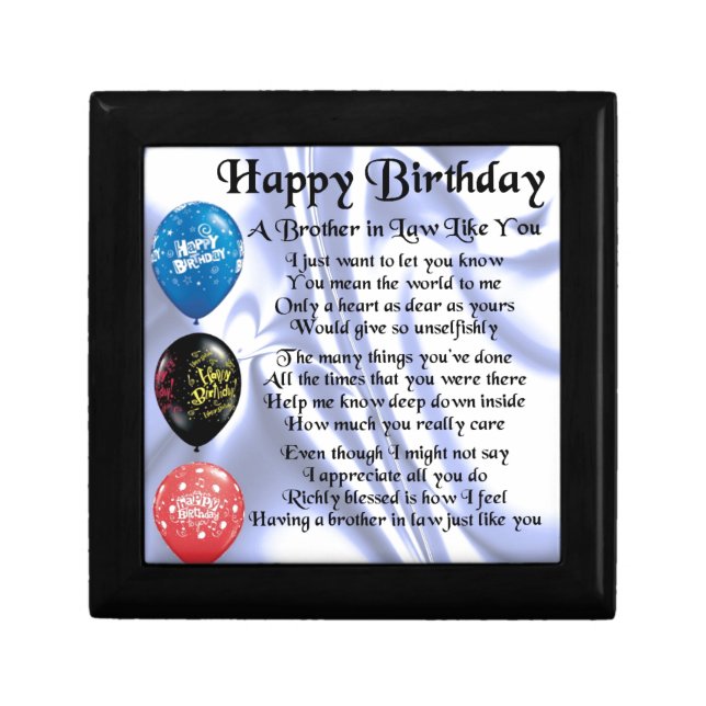 Brother in Law Poem -  Happy Birthday Keepsake Box (Front)