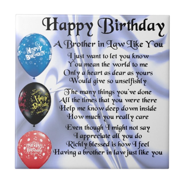 Brother in Law Poem -  Happy Birthday Tile (Front)