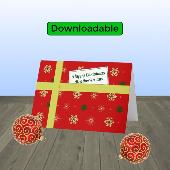 Brother-in-law red Christmas parcel Holiday Card (Creator Uploaded)