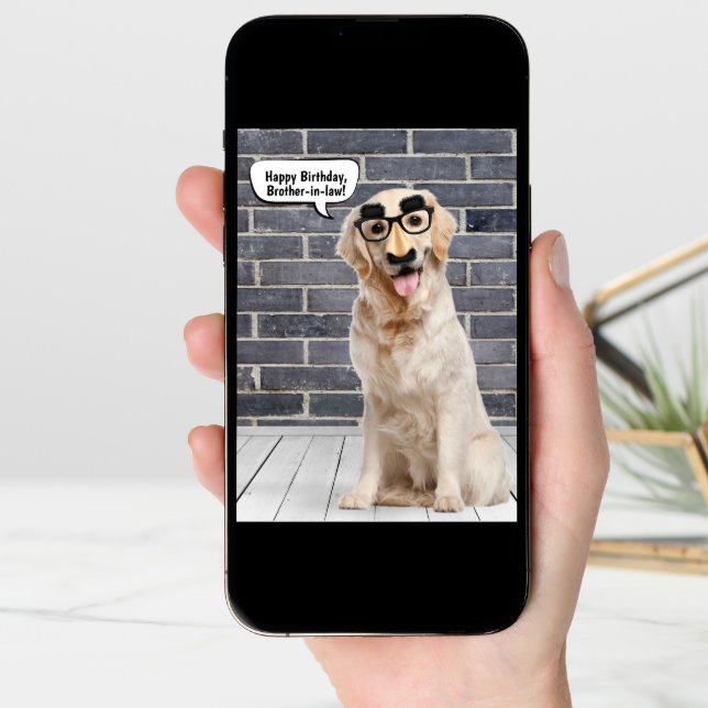 Brother-in-law's Birthday Funny Golden Retriever C Card (Front Digital)