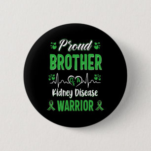 Brother Kidney Disease Warrior Awareness Ribbon Gr Button