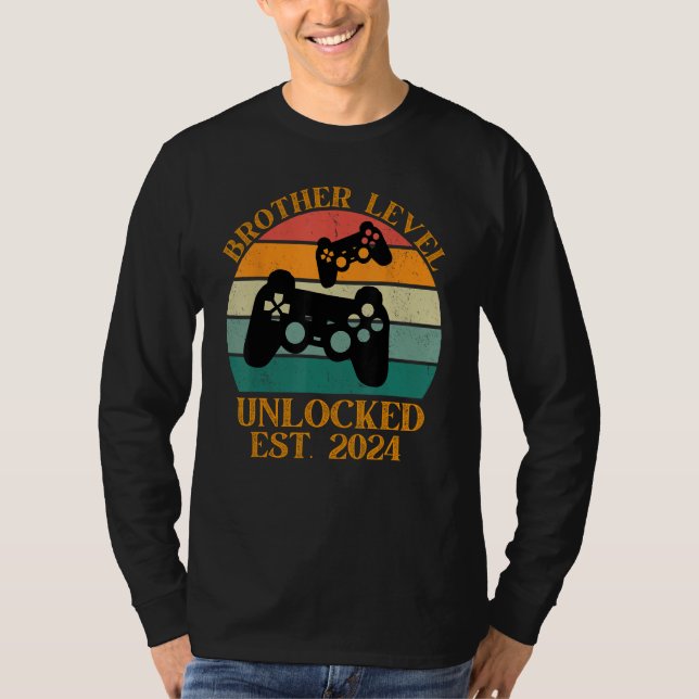 Brother Level Unlocked 2024 New Brother Gamer Vint T-Shirt (Front)