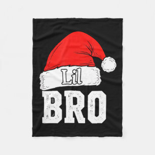 Brother Lil Bro Santa Hat Christmas Little Brother Fleece Blanket