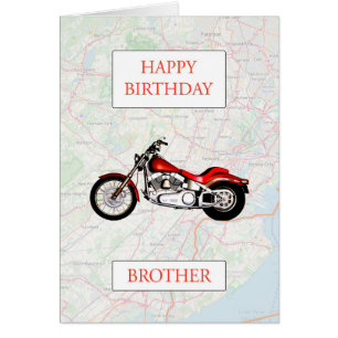 Brother Map and Motorbike Birthday Cards
