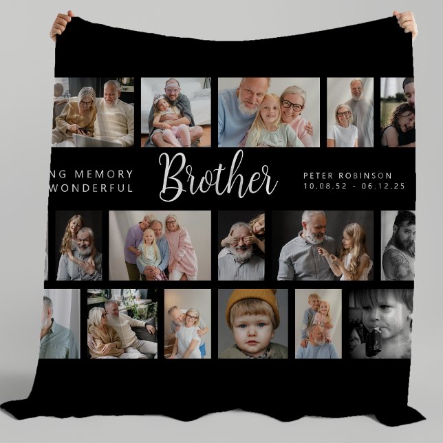 Brother Memorial 18 Photo Collage Fleece Blanket (Creator Uploaded)