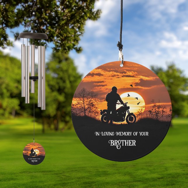 Brother Memorial Tribute Motorcyclist  Wind Chime (Outdoor)