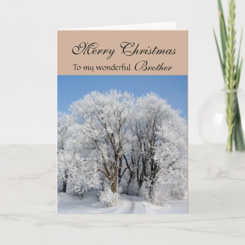 Brother Merry Christmas _ Frosted Trees Holiday Card