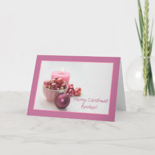 Brother merry christsmas pink ornaments christmas holiday card