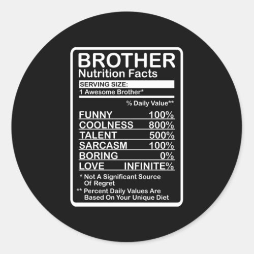 Brother Nutrition Facts Classic Round Sticker