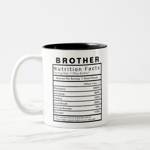 Brother Nutrition Facts Statistics Funny Two_Tone Coffee Mug