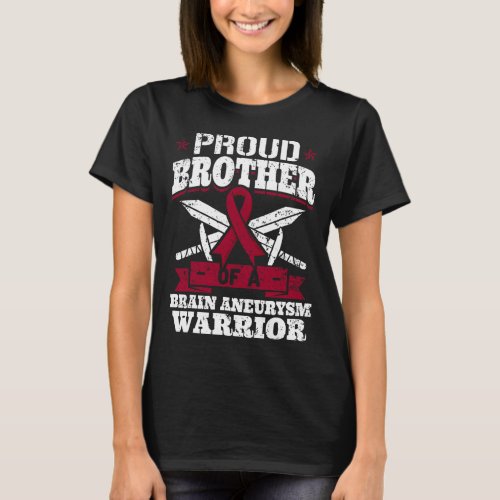 Brother Of A Brain Aneurysm Warrior Awareness Ribb T_Shirt