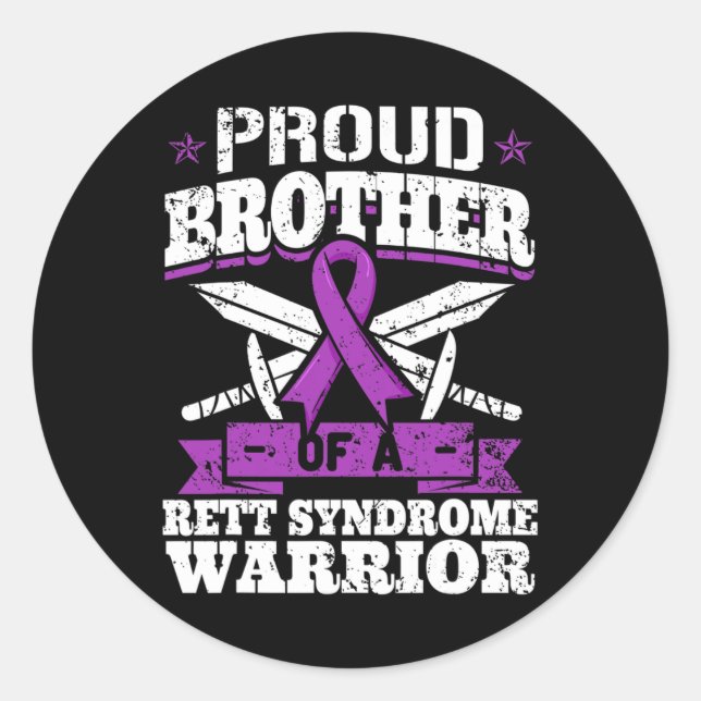 Brother Of A Rett Syndrome Warrior Rtt Awareness B Classic Round Sticker (Front)
