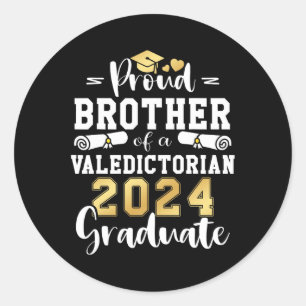 Brother Of A Valedictorian Cl 2024 Graduation Classic Round Sticker