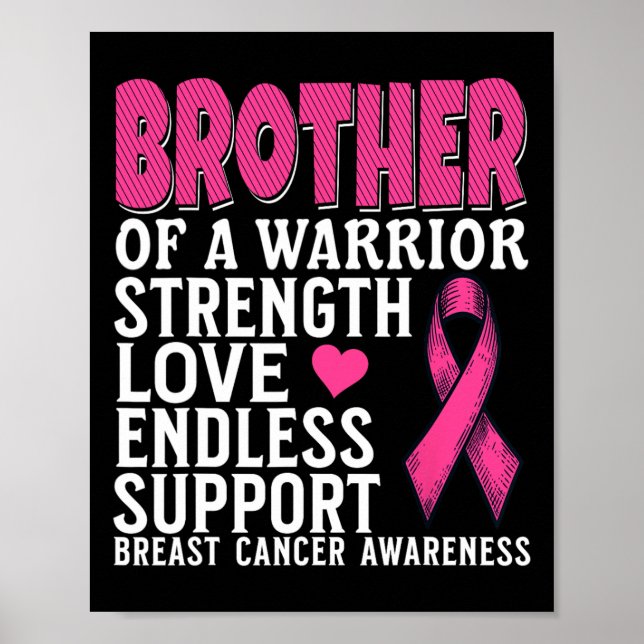 Brother Of A Warrior Breast Cancer Awareness Suppo Poster (Front)