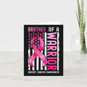 Brother Of A Warrior Breast Cancer Usa Flag Awaren Card