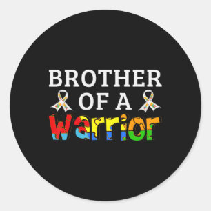 Brother Of A Warrior Family Support Autism Awarene Classic Round Sticker