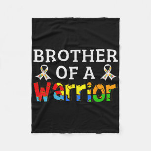 Brother Of A Warrior Family Support Autism Awarene Fleece Blanket