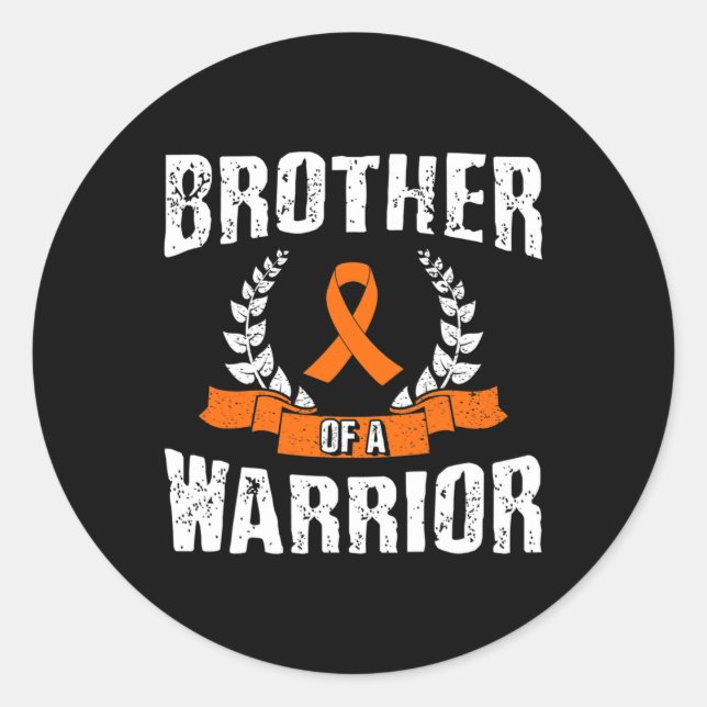 Brother Of A Warrior Leukemia Awareness  Classic Round Sticker (Front)