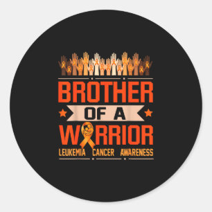 Brother of a warrior leukemia awareness classic round sticker