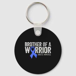 Brother Of A Warrior T1d Diabetic Blue Ribbon Supp Keychain