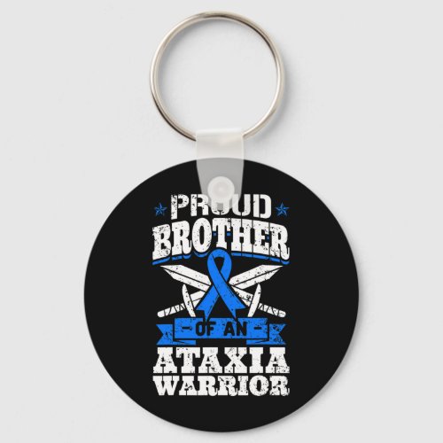 Brother Of An Ataxia Warrior Awareness Ribbon Dyst Keychain