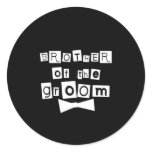Brother of Groom White on Black Classic Round Sticker