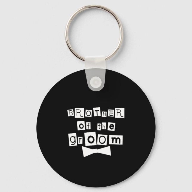 Brother of Groom White on Black Keychain (Front)