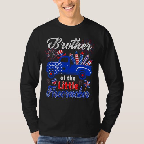 Brother Of Little Firecrackers American Flag Picku T_Shirt